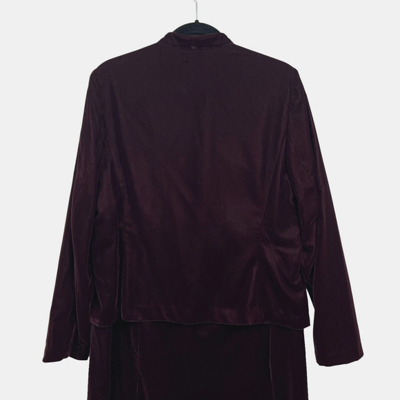 Talbots Womens Velour 2 Pcs Blazer and Long Skirt Button Up Burgundy Sz 12 - Picture 5 of 12